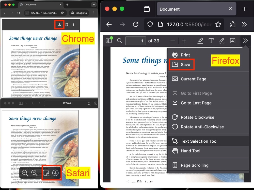 screenshot of embeding pure PDF files