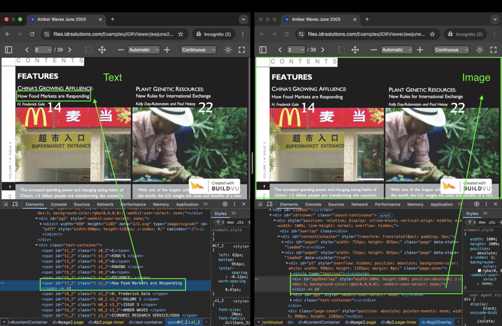 screenshot of how text and images are extracted in the html