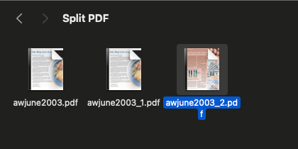 After splitting the PDF file