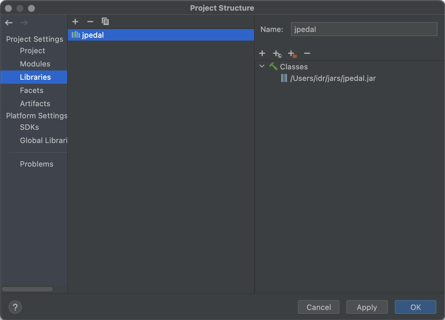 module settings window