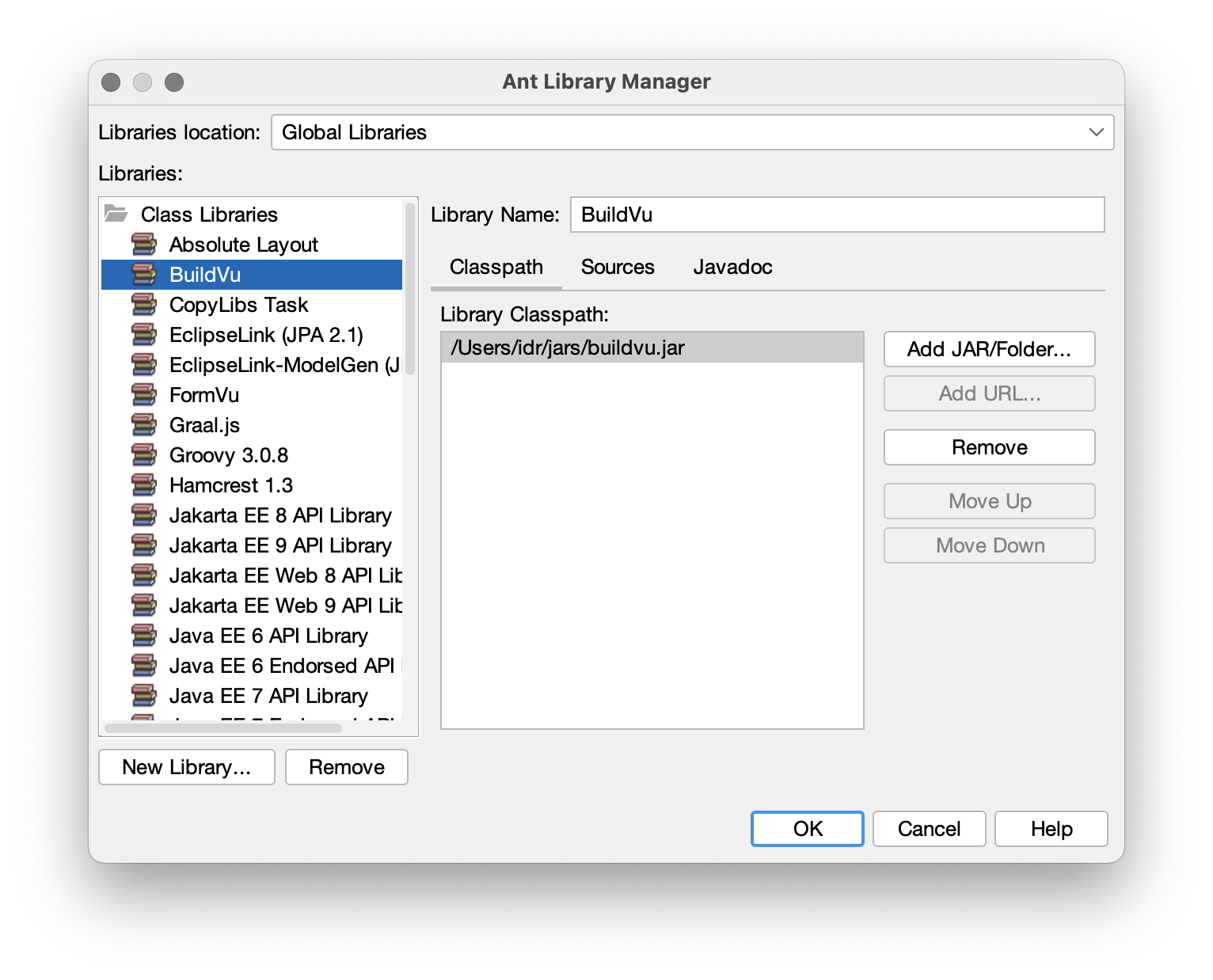 BuildVu Ant Library Manager